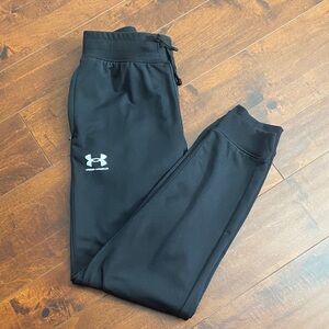 Under Armour Kids Black Jogger Sweatpants with White Logo